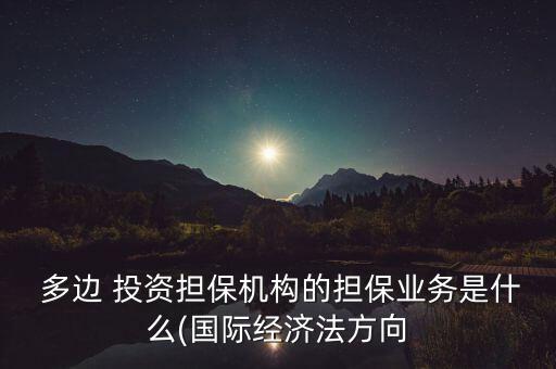  多邊 投資擔(dān)保機構(gòu)的擔(dān)保業(yè)務(wù)是什么(國際經(jīng)濟(jì)法方向