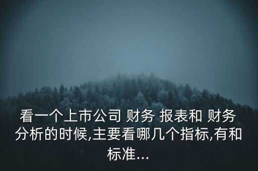 看一個上市公司 財務 報表和 財務分析的時候,主要看哪幾個指標,有和標準...