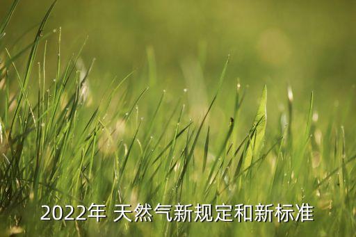 2022年 天然氣新規(guī)定和新標(biāo)準(zhǔn)