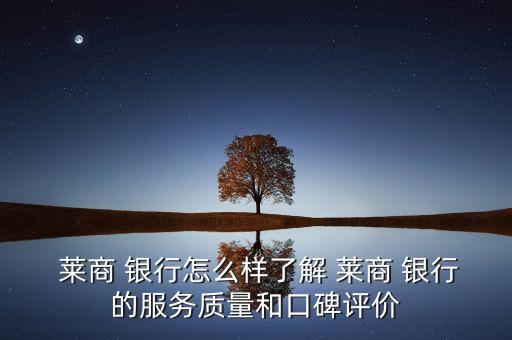  萊商 銀行怎么樣了解 萊商 銀行的服務(wù)質(zhì)量和口碑評價