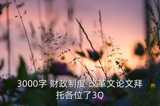 3000字 財(cái)政制度 改革文論文拜托各位了3Q