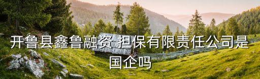 開(kāi)魯縣鑫魯融資 擔(dān)保有限責(zé)任公司是國(guó)企嗎