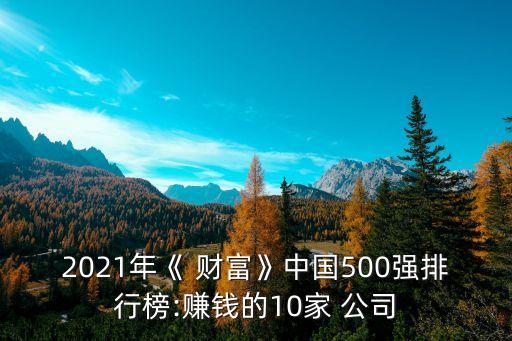 2021年《 財(cái)富》中國(guó)500強(qiáng)排行榜:賺錢的10家 公司