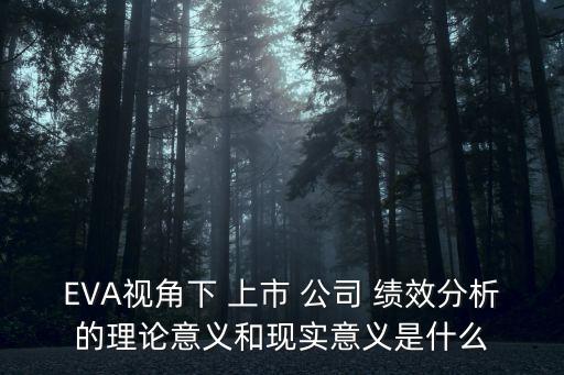 EVA視角下 上市 公司 績效分析的理論意義和現(xiàn)實(shí)意義是什么