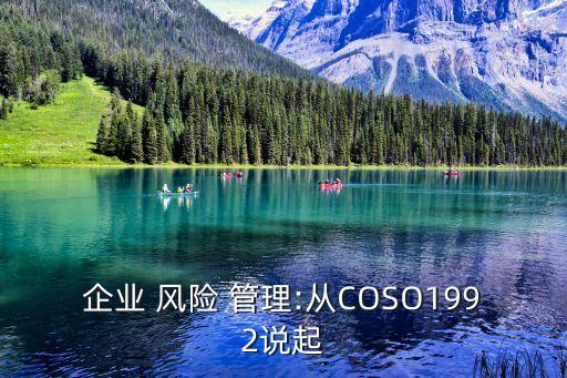 企業(yè) 風(fēng)險(xiǎn) 管理:從COSO1992說(shuō)起