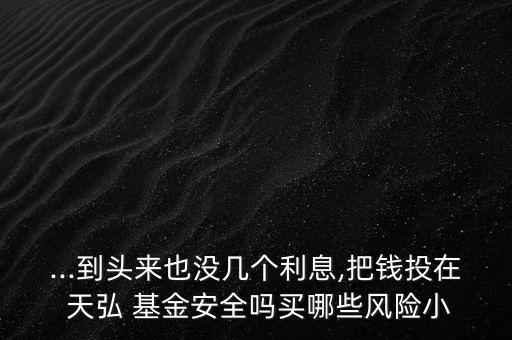 ...到頭來也沒幾個利息,把錢投在 天弘 基金安全嗎買哪些風(fēng)險小