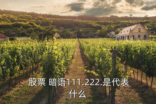  股票 暗語111.222.是代表什么