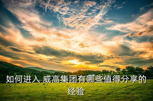 如何進(jìn)入 威高集團(tuán)有哪些值得分享的經(jīng)驗(yàn)