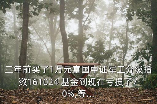 三年前買(mǎi)了1萬(wàn)元富國(guó)中證軍工分級(jí)指數(shù)161024 基金到現(xiàn)在虧損了70%,等...