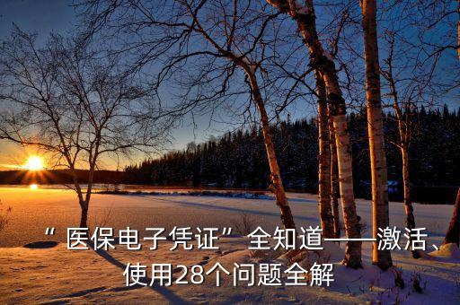 “ 醫(yī)保電子憑證”全知道——激活、使用28個(gè)問(wèn)題全解