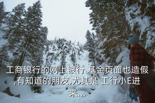 工商銀行的網(wǎng)上銀行 基金頁面也造假,有知道的朋友,尤其是 工行小E進來...