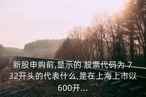 新股申購前,顯示的 股票代碼為 732開頭的代表什么,是在上海上市以600開...