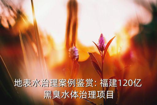 地表水治理案例鑒賞: 福建120億黑臭水體治理項目