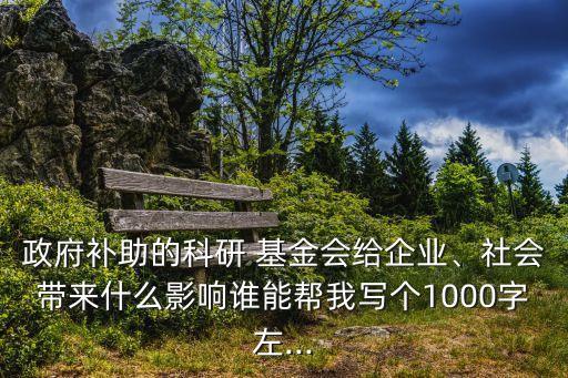 政府補(bǔ)助的科研 基金會給企業(yè)、社會帶來什么影響誰能幫我寫個1000字左...