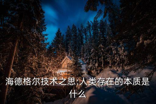 海德格爾技術(shù)之思:人類存在的本質(zhì)是什么