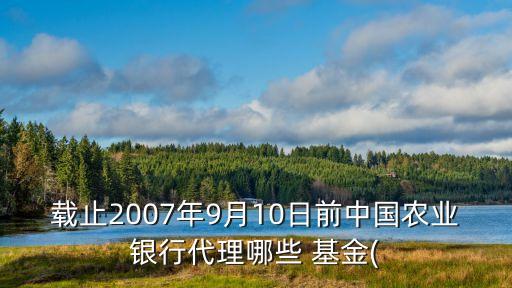 載止2007年9月10日前中國(guó)農(nóng)業(yè)銀行代理哪些 基金(