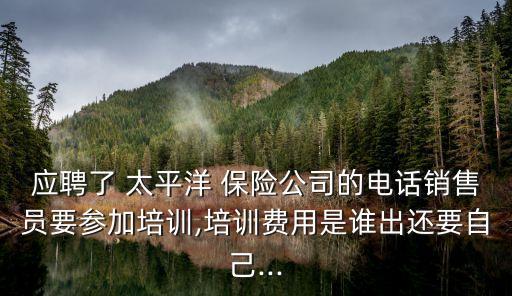 應聘了 太平洋 保險公司的電話銷售員要參加培訓,培訓費用是誰出還要自己...