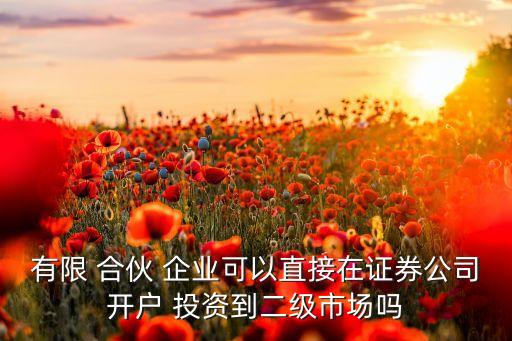 有限 合伙 企業(yè)可以直接在證券公司開戶 投資到二級(jí)市場(chǎng)嗎