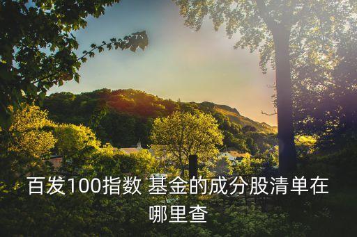 百發(fā)100指數(shù) 基金的成分股清單在哪里查