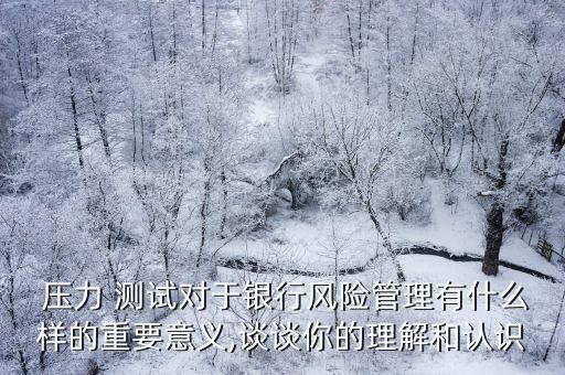  壓力 測(cè)試對(duì)于銀行風(fēng)險(xiǎn)管理有什么樣的重要意義,談?wù)勀愕睦斫夂驼J(rèn)識(shí)