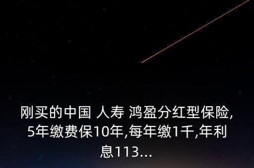 剛買的中國 人壽 鴻盈分紅型保險,5年繳費(fèi)保10年,每年繳1千,年利息113...