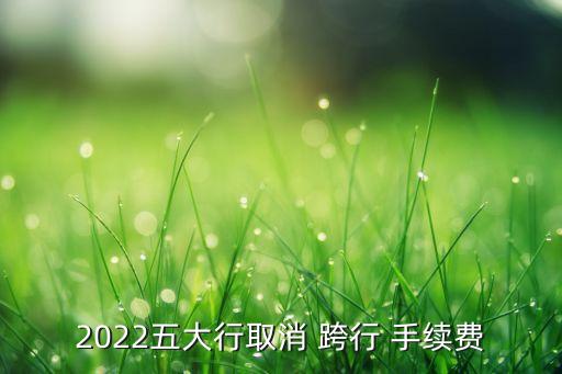 2022五大行取消 跨行 手續(xù)費