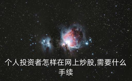 個人投資者怎樣在網上炒股,需要什么手續(xù)