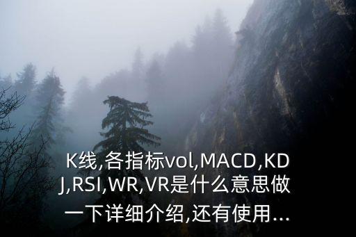 K線,各指標vol,MACD,KDJ,RSI,WR,VR是什么意思做一下詳細介紹,還有使用...