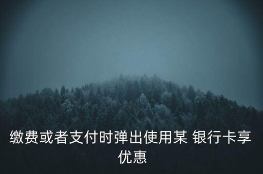 繳費(fèi)或者支付時(shí)彈出使用某 銀行卡享 優(yōu)惠