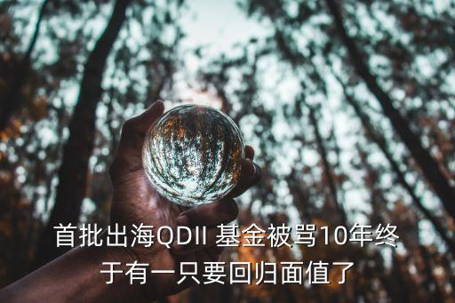 首批出海QDII 基金被罵10年終于有一只要回歸面值了