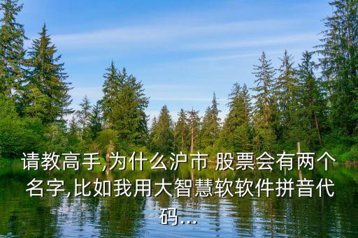 請(qǐng)教高手,為什么滬市 股票會(huì)有兩個(gè) 名字,比如我用大智慧軟軟件拼音代碼...