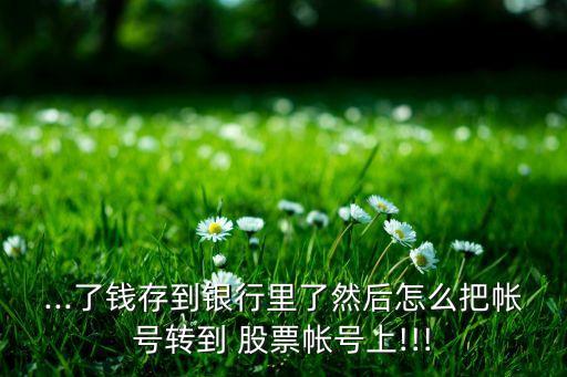 ...了錢存到銀行里了然后怎么把帳號轉(zhuǎn)到 股票帳號上!!!