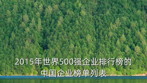 2015年世界500強企業(yè)排行榜的中國企業(yè)榜單列表