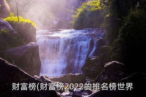 財(cái)富榜(財(cái)富榜2022的排名榜世界