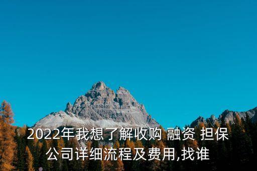 2022年我想了解收購(gòu) 融資 擔(dān)保公司詳細(xì)流程及費(fèi)用,找誰(shuí)