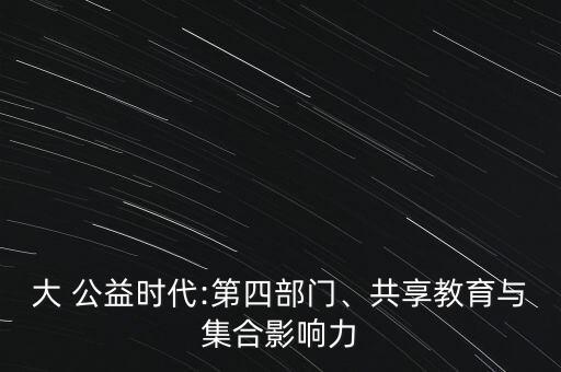 大 公益時(shí)代:第四部門、共享教育與集合影響力