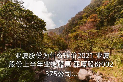  亞廈股份為什么壓價(jià)2021 亞廈股份上半年業(yè)績(jī)股票 亞廈股份002375公司...