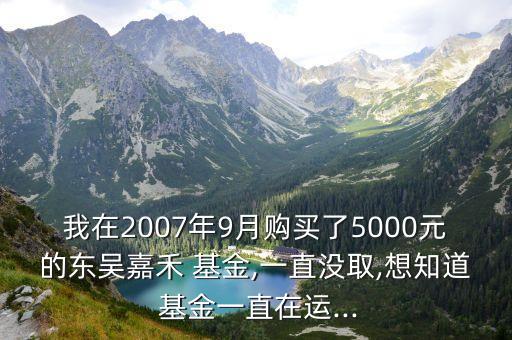 我在2007年9月購買了5000元的東吳嘉禾 基金,一直沒取,想知道 基金一直在運...