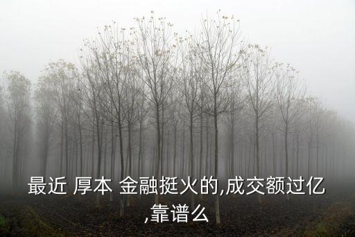 最近 厚本 金融挺火的,成交額過億,靠譜么