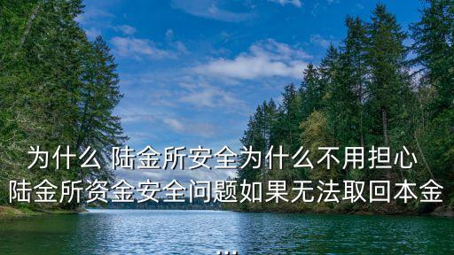 為什么 陸金所安全為什么不用擔心 陸金所資金安全問題如果無法取回本金...