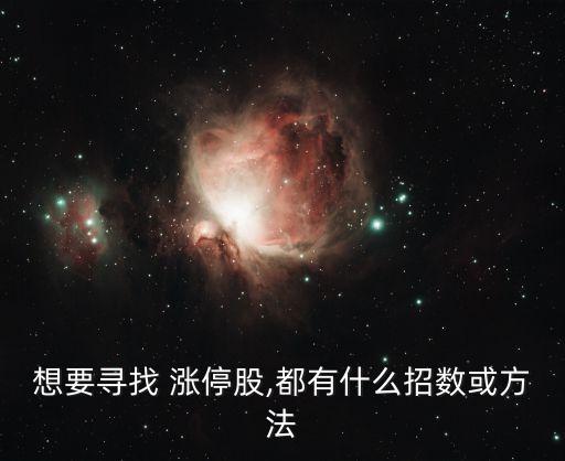 想要尋找 漲停股,都有什么招數(shù)或方法