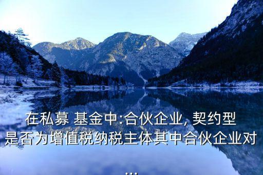 在私募 基金中:合伙企業(yè), 契約型是否為增值稅納稅主體其中合伙企業(yè)對(duì)...