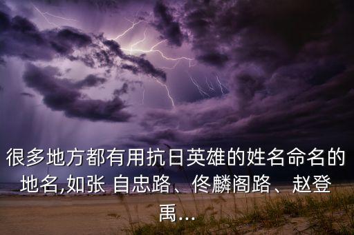 很多地方都有用抗日英雄的姓名命名的地名,如張 自忠路、佟麟閣路、趙登禹...