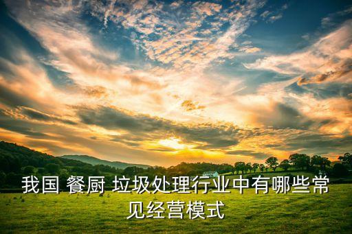 我國 餐廚 垃圾處理行業(yè)中有哪些常見經(jīng)營模式