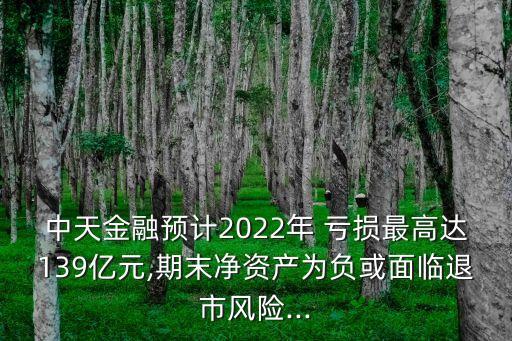 中天金融預(yù)計2022年 虧損最高達(dá)139億元,期末凈資產(chǎn)為負(fù)或面臨退市風(fēng)險...