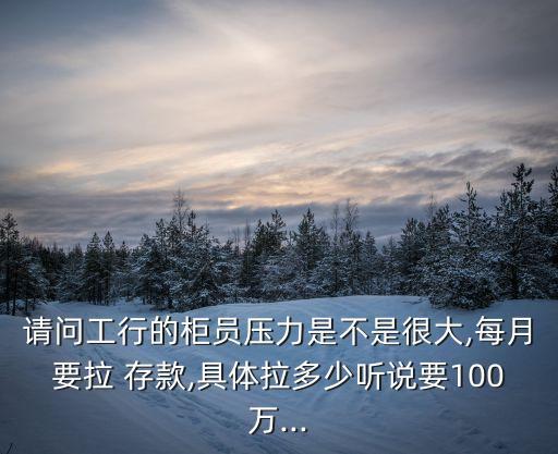 請(qǐng)問工行的柜員壓力是不是很大,每月要拉 存款,具體拉多少聽說要100萬...