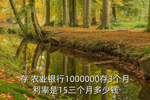 存 農(nóng)業(yè)銀行1000000存3個月 利率是15三個月多少錢