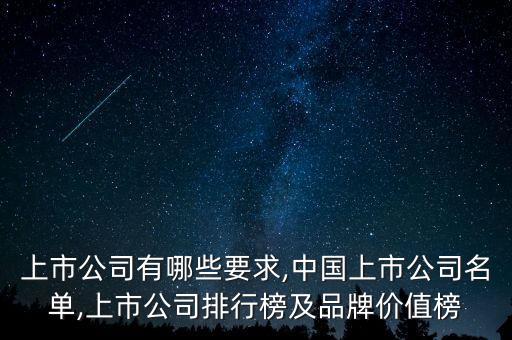 上市公司有哪些要求,中國上市公司名單,上市公司排行榜及品牌價(jià)值榜