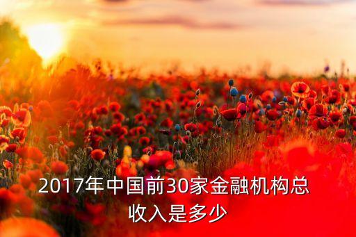 2017年中國(guó)前30家金融機(jī)構(gòu)總 收入是多少