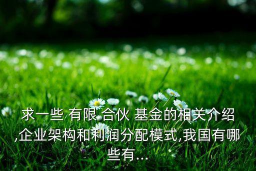 求一些 有限 合伙 基金的相關介紹,企業(yè)架構和利潤分配模式,我國有哪些有...